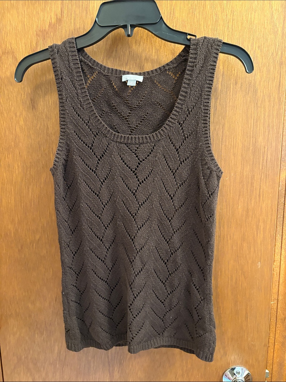 Ann Taylor Brown Open-Knit Silk Blend Tank Top